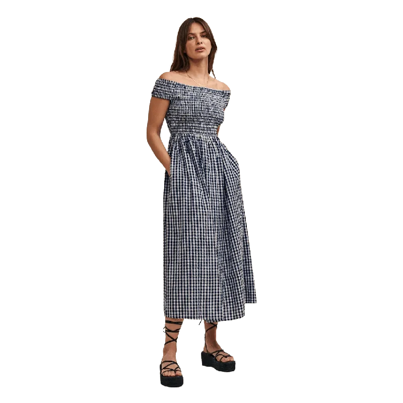 Nobody's Child Amanda Midi Gingham Dress Off-shoulder unclassified dresses