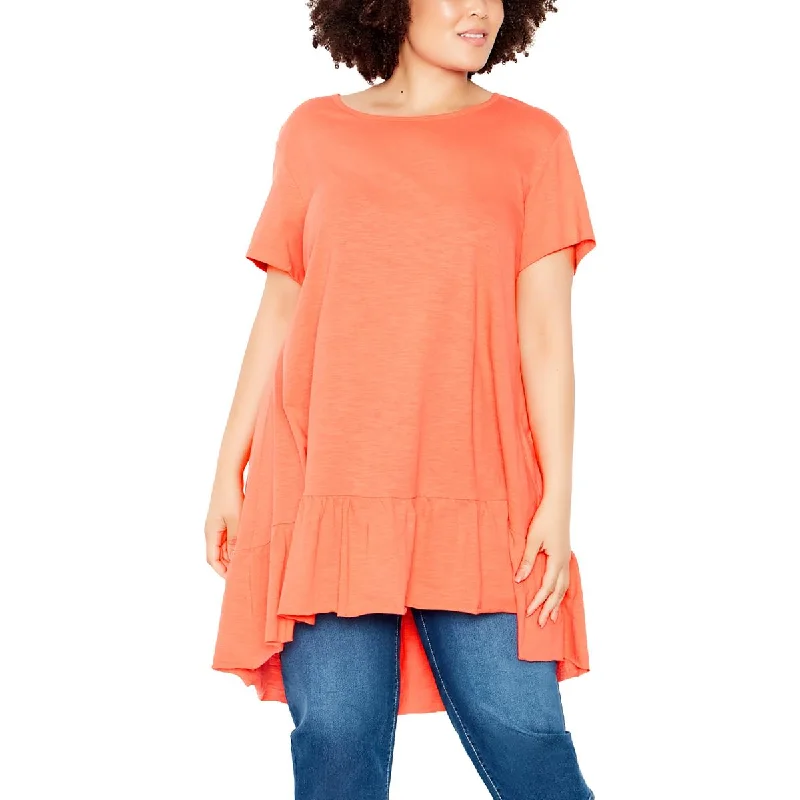 Avenue Womens Cotton Ruffled Pullover Top Bodycon unclassified dresses