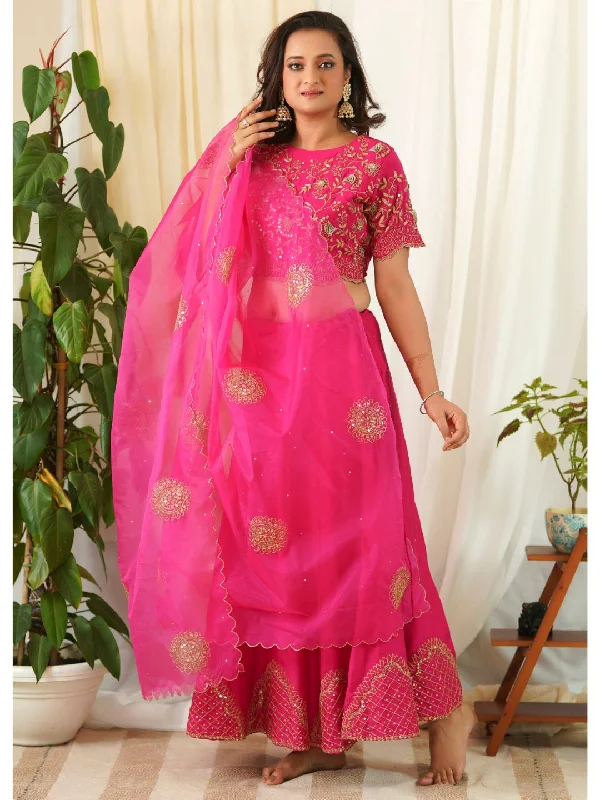 Hot Pink Silk Zari Lehenga & Organza Dupatta Best-selling unclassified dresses
