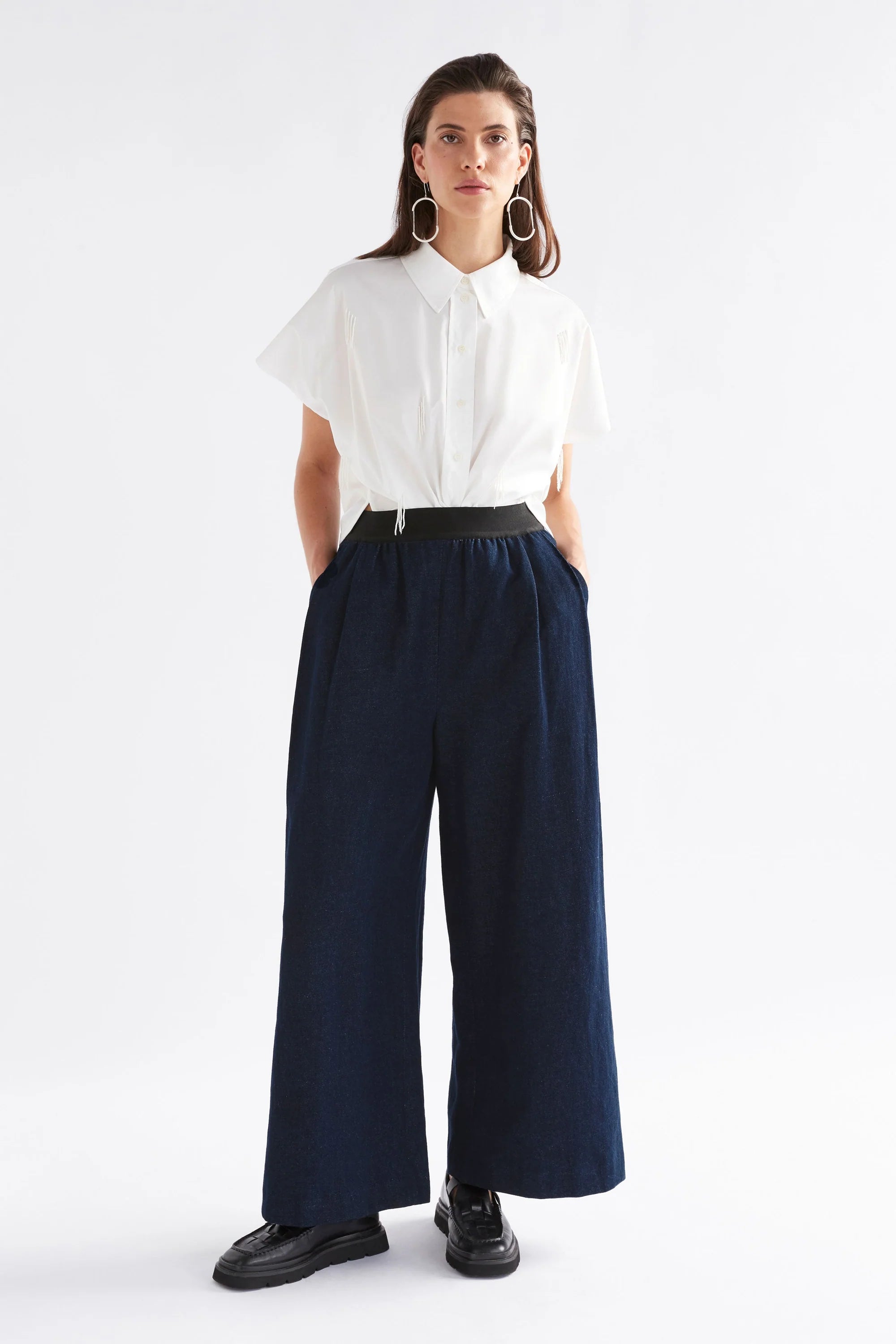 Elk Njolle Pant - Indigo Stretch Linen Shorts
