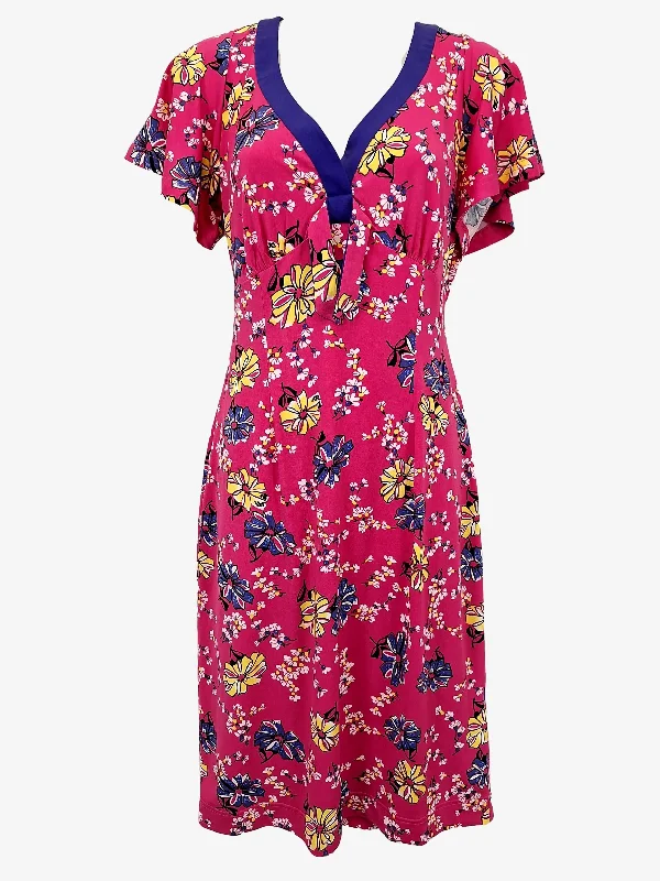 Leona Edmiston Flirty Floral V Neck Midi Dress Size 10